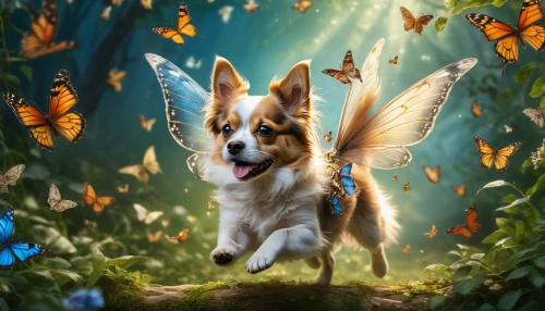 papillon,dog angel,faerie,fantasy picture,faery,butterfly background,cardigan welsh corgi,australian shepherd,miniature australian shepherd,canidae,sheltie,welsh cardigan corgi,welsh corgi,english shepherd,dog shetland sheepdog,the pembroke welsh corgi,corgi,corgis,fantasy art,little girl fairy,Photography,General,Natural