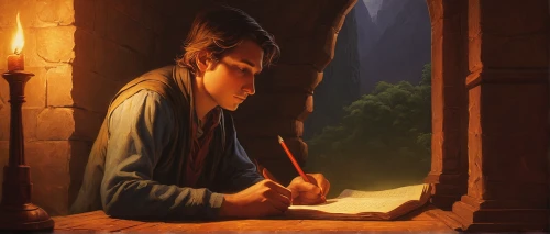 girl studying,scholar,to write,tutor,meticulous painting,jrr tolkien,learn to write,cg artwork,tutoring,writing-book,writing or drawing device,quill pen,study,persian poet,painting technique,write,binding contract,sci fiction illustration,biblical narrative characters,candlemaker,Conceptual Art,Fantasy,Fantasy 28