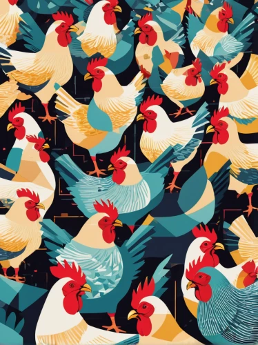 flock of chickens,seamless pattern,seamless pattern repeat,bird pattern,vector pattern,flock,flock of birds,chickens,background pattern,chicken farm,a flock of pigeons,avian flu,retro pattern,twitter pattern,memphis pattern,flamingo pattern,vintage rooster,fowl,poultry,winter chickens,Illustration,Vector,Vector 17