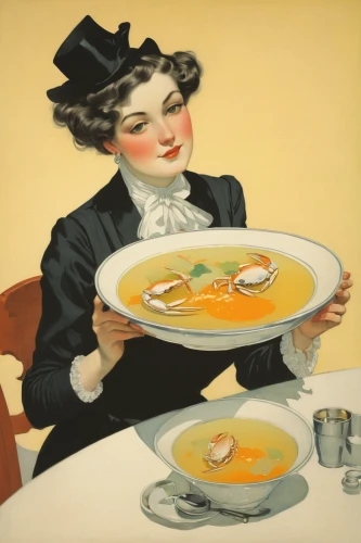 woman holding pie,pancake week,plate of pancakes,viennese cuisine,breakfast on board of the iron,woman drinking coffee,saucer,woman at cafe,girl with cereal bowl,breakfast menu,crème anglaise,cuisine classique,black plates,hollandaise sauce,blintz,women at cafe,vintage illustration,plates,blini,omelet,Illustration,Retro,Retro 07