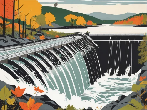 hydroelectricity,ilse falls,hydropower plant,bow falls,falls,bond falls,ash falls,water falls,falls of the cliff,brown waterfall,fall landscape,waterfall,cascades,bridal veil fall,water fall,waterfalls,sluice,flowing creek,cascade,niagara,Illustration,Vector,Vector 13