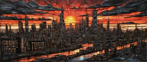 city in flames,post-apocalyptic landscape,destroyed city,futuristic landscape,metropolis,cityscape,dystopian,fantasy city,apocalyptic,refinery,sci fiction illustration,industrial landscape,city cities,dystopia,scorched earth,post apocalyptic,post-apocalypse,sky city,fire planet,city scape,Conceptual Art,Fantasy,Fantasy 33