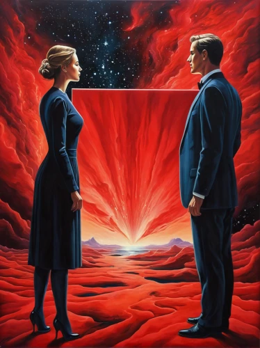 red matrix,contemporary witnesses,andromeda,cygnus,dispute,astronomers,space art,two people,on a red background,solar eruption,ascension,cosmos,door to hell,red planet,binary system,illusion,red double,vertigo,eruption,meteor,Illustration,Black and White,Black and White 07