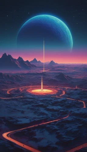 futuristic landscape,alien planet,alien world,ice planet,meteor,planet,earth rise,lunar landscape,barren,vast,gas planet,fantasy landscape,beacon,desert planet,volcano,fire planet,horizon,exoplanet,fantasia,virtual landscape,Conceptual Art,Sci-Fi,Sci-Fi 11