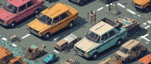 parking lot,car cemetery,bottleneck,isometric,parking place,intersection,parking,traffic jams,traffic jam,vehicles,miniature cars,topdown,junk yard,car drawing,3d car wallpaper,parking space,rusty cars,heavy traffic,scrapyard,parked car,Unique,3D,Isometric
