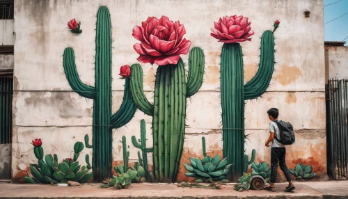 san pedro cactus,mexico city,large-flowered cactus,dutchman's-pipe cactus,mexico,cactus,cactus flower,cactus flowers,cacti,agave,tijuana,mural,tucson,night-blooming cactus,yucatan,sonoran,mexican culture,queretaro,painted wall,painted block wall,Conceptual Art,Graffiti Art,Graffiti Art 04