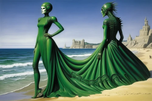 green mermaid scale,green paprika,merfolk,green algae,patrol,mannequins,green,gothic fashion,the three graces,green dress,fashion design,green skin,mermaids,green animals,guards of the canyon,fantasy art,surrealism,surrealistic,malachite,emerald lizard,Conceptual Art,Sci-Fi,Sci-Fi 02