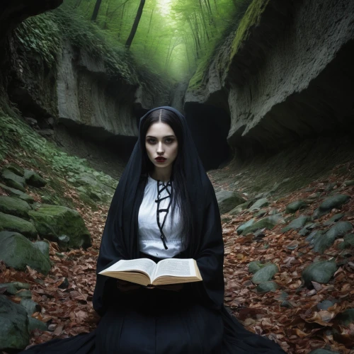 gothic portrait,gothic woman,mystical portrait of a girl,the nun,gothic fashion,the witch,dark gothic mood,gothic,gothic style,divination,sorceress,the enchantress,hymn book,magic grimoire,witch house,conceptual photography,priestess,psychic vampire,goth woman,vampire woman,Illustration,Realistic Fantasy,Realistic Fantasy 07