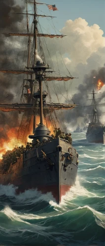 naval battle,pre-dreadnought battleship,usn,kantai,battlecruiser,victory ship,armored cruiser,steam frigate,battleship,protected cruiser,ironclad warship,sloop-of-war,warship,kamikaze,game illustration,light cruiser,us navy,full-rigged ship,type 219,united states navy,Conceptual Art,Fantasy,Fantasy 18