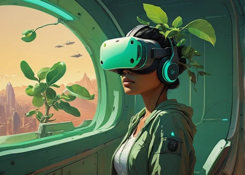 vr headset,virtual landscape,vr,virtual reality,virtual reality headset,virtual world,oculus,sci fiction illustration,futuristic,futuristic landscape,virtual,digital nomads,virtual identity,cyberpunk,exploration,sci-fi,sci - fi,women in technology,scifi,astronaut helmet,Illustration,Paper based,Paper Based 17