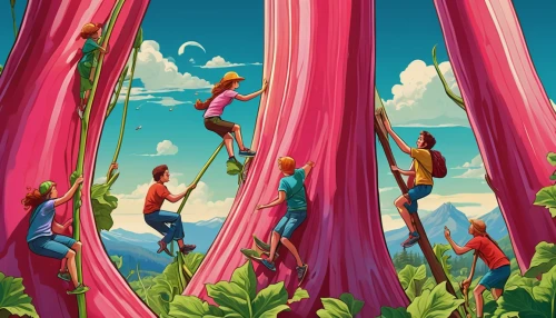 hanging elves,fairies aloft,flying seeds,elves flight,game illustration,fairy world,cartoon forest,fairy forest,fairy chimney,frame illustration,bird kingdom,frame border illustration,maypole,sci fiction illustration,macaws,trumpet climber,3d fantasy,flamingoes,canopy,kites,Conceptual Art,Daily,Daily 24