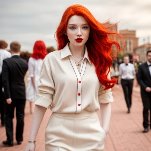 woman in menswear,women fashion,business woman,redhead doll,rose white and red,retro woman,redhair,white and red,red head,businesswoman,tilda,50's style,vintage fashion,transistor,menswear for women,poppy red,ginger rodgers,cosplay image,red russian,cigarette girl,Common,Common,Photography