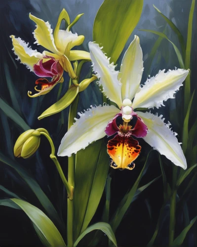 cattleya rex,mixed orchid,butterfly orchid,orchids,moth orchid,laelia,cattleya,bumblebee orchid,fire-star orchid,bulbous flowers,irises,lillies,easter lilies,laelia crispa,iris japonica,cypripedium,laelia albida,avalanche lily,algerian iris,lilium candidum,Conceptual Art,Oil color,Oil Color 05