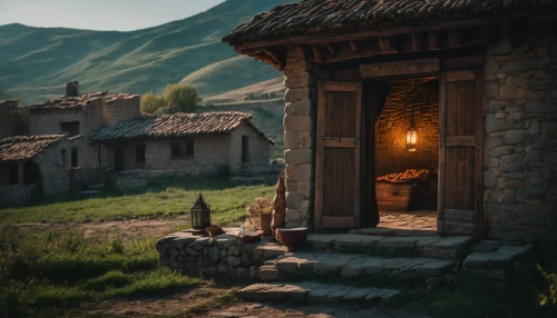 ancient house,home landscape,miniature house,little house,small house,lonely house,house in mountains,traditional house,house in the mountains,hobbiton,village life,wooden houses,mountain village,alpine village,tuscan,small cabin,the cabin in the mountains,mountain settlement,beautiful home,stone houses,Photography,General,Fantasy