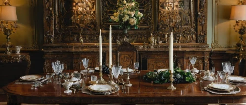 tablescape,dining room table,china cabinet,dining table,long table,dining room,table arrangement,table setting,the dining board,holiday table,thanksgiving table,kitchen & dining room table,welcome table,victorian table and chairs,antique table,highclere castle,elizabethan manor house,place setting,napoleon iii style,christmas table,Illustration,Abstract Fantasy,Abstract Fantasy 10