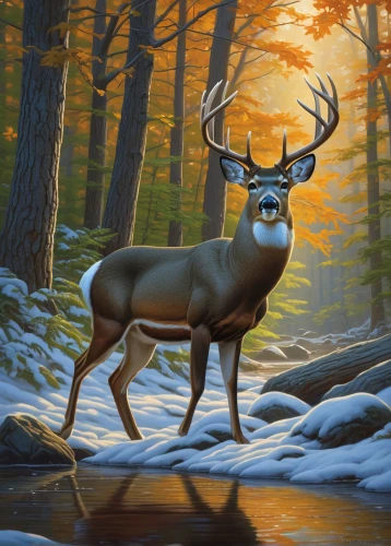 winter deer,deer illustration,whitetail buck,whitetail,male deer,dotted deer,pere davids deer,white-tailed deer,christmas deer,deer,european deer,buffalo plaid deer,pere davids male deer,deer drawing,buffalo plaid antlers,gold deer,glowing antlers,mule deer,rudolf,antler velvet,Illustration,Realistic Fantasy,Realistic Fantasy 27