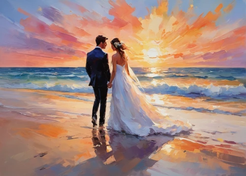 loving couple sunrise,oil painting on canvas,wedding couple,oil painting,romantic portrait,art painting,wedding photo,sun and sea,wedding frame,bride and groom,romantic scene,sun bride,photo painting,watercolor background,beautiful couple,watercolor painting,golden weddings,dancing couple,honeymoon,young couple,Conceptual Art,Oil color,Oil Color 10