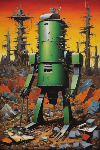 robots,mecha,robot in space,martian,droid,scrap collector,post-apocalyptic landscape,soyuz,mech,gas planet,robotics,robot icon,robot,robotic,sci-fi,sci - fi,droids,wasteland,compactor,scifi,Art,Artistic Painting,Artistic Painting 33