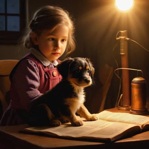 little girl reading,girl with dog,boy and dog,child with a book,child's diary,girl studying,children studying,child portrait,little boy and girl,vintage boy and girl,tutor,the little girl,vintage children,miniature australian shepherd,children's background,the pembroke welsh corgi,english shepherd,dog illustration,children drawing,dog photography,Art,Classical Oil Painting,Classical Oil Painting 38