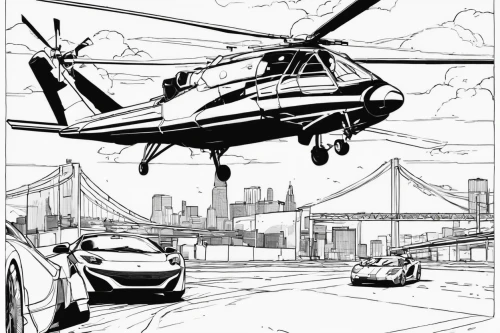 helicopter,helicopters,police helicopter,helipad,city car,coloring page,new york taxi,rescue helipad,commute,arrow line art,trauma helicopter,gyroplane,bell 206,bell 214,concept art,helicopter pilot,rescue helicopter,comic style,star line art,pencils,Illustration,Vector,Vector 11