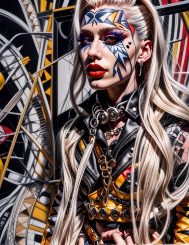 painted lady,harlequin,face paint,tribal,bodypaint,harnessed,fantasy woman,warrior woman,american painted lady,harajuku,body painting,tribal masks,neon carnival brasil,geometric style,voodoo woman,bodypainting,celtic queen,artist doll,shamanic,painter doll