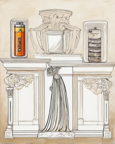 apothecary,sideboard,mantel,armoire,coffee tea illustration,mantle,pantry,cabinet,corinthian order,cabinetry,dark cabinetry,caryatid,decorative frame,home fragrance,refreshments,aperol,dresser,fireplace,energy drinks,tabernacle,Art,Classical Oil Painting,Classical Oil Painting 02