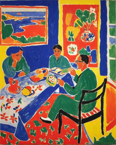 braque francais,women at cafe,woman at cafe,breakfast table,kitchen table,dining table,dining room,braque d'auvergne,dining,braque saint-germain,khokhloma painting,the dining board,café,tablecloth,table artist,painting,vincent van gough,post impressionism,braque du bourbonnais,post impressionist,Art,Artistic Painting,Artistic Painting 40