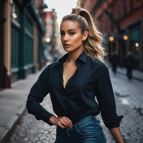 havana brown,bolero jacket,sofia,updo,garanaalvisser,on the street,social,woman in menswear,toni,in a shirt,femme fatale,bylina,bella kukan,leather jacket,mercedes,ponytail,blonde woman,eva,jeans background,female model,Photography,General,Fantasy