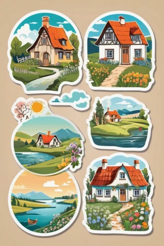 houses clipart,cottages,wooden houses,villages,postal labels,houses,stickers,stamps,clipart sticker,postcards,patterned labels,postage stamps,slovak tatras,chalets,animal stickers,stamp collection,münsterland,half-timbered houses,french digital background,old postcards,Unique,Design,Sticker