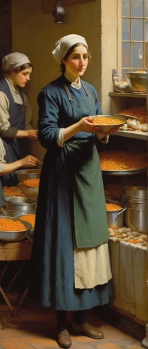 woman holding pie,girl in the kitchen,girl with bread-and-butter,cheesemaking,laundress,food preparation,aligot,basket maker,flour production,cookware and bakeware,bougereau,soup kitchen,cookery,bakery,woman with ice-cream,pizza supplier,copper cookware,dutch oven,fishmonger,food processing,Art,Classical Oil Painting,Classical Oil Painting 14
