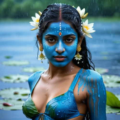 kerala,water nymph,water lotus,indian girl,janmastami,anushka shetty,east indian,blue enchantress,tamil culture,indian woman,kandyan dance,krishna,jaya,pooja,hindu,bodypainting,body painting,indian girl boy,indian bride,indian,Photography,General,Natural