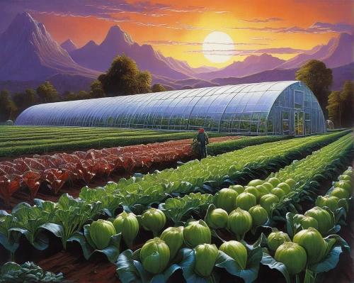 vegetables landscape,organic farm,vegetable field,leek greenhouse,farm landscape,vegetable garden,greenhouse,greenhouse cover,greenhouse effect,agriculture,picking vegetables in early spring,agricultural,hahnenfu greenhouse,stock farming,cultivated field,farming,farms,agroculture,onion bulbs,permaculture,Illustration,Realistic Fantasy,Realistic Fantasy 32
