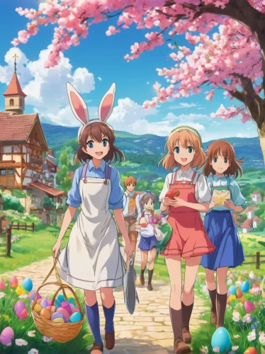 springtime background,japanese sakura background,spring background,llenn,sakura background,picking flowers,blooming field,tulip festival,spring blossoms,sakura trees,yuki nagato sos brigade,spring greeting,sakura flowers,haruhi suzumiya sos brigade,spring bloomers,easter banner,flower background,field of flowers,sakura blossoms,potato blossoms,Illustration,Japanese style,Japanese Style 03