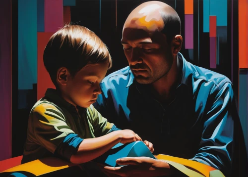 father with child,man and boy,glass painting,painting technique,oil painting on canvas,art painting,father's love,church painting,father-son,fathers and sons,meticulous painting,father and son,dad and son,fatherhood,musicians,father son,oil painting,oil on canvas,modern pop art,painting,Art,Artistic Painting,Artistic Painting 34