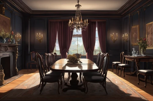 dining room,dining room table,dining table,breakfast room,danish room,victorian table and chairs,kitchen & dining room table,china cabinet,ornate room,violet evergarden,victorian,dandelion hall,victorian style,great room,interiors,antique table,tablescape,backgrounds,meticulous painting,dark cabinetry,Illustration,Japanese style,Japanese Style 07