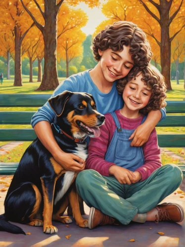 boy and dog,children's background,children,oil painting on canvas,family dog,little boy and girl,rottweiler,kids illustration,three dogs,childhood friends,harmonious family,childs,girl with dog,cavapoo,oil painting,three friends,color dogs,playing dogs,girl and boy outdoor,fall animals,Conceptual Art,Daily,Daily 23