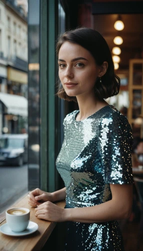 woman drinking coffee,woman at cafe,menswear for women,barista,espresso,coffee background,women at cafe,girl in a long dress,girl with cereal bowl,cocktail dress,a girl in a dress,woman in menswear,women clothes,parisian coffee,women fashion,women's clothing,vintage dress,see-through clothing,caffè americano,drinking coffee,Photography,Documentary Photography,Documentary Photography 04