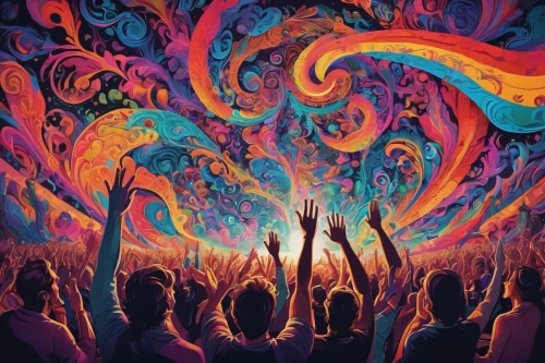 colorful tree of life,psychedelic art,the festival of colors,psychedelic,kaleidoscope,music festival,kaleidoscope art,concert dance,kaleidoscopic,festival,kaleidoscope website,tapestry,colorful spiral,raised hands,spirit ball,fireworks art,mural,lsd,rave,concert,Illustration,Realistic Fantasy,Realistic Fantasy 39
