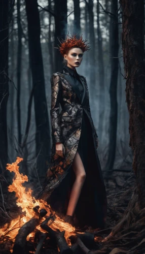 sorceress,fire siren,the witch,forest fire,fire angel,the enchantress,photomanipulation,gothic fashion,wildfire,fire dancer,photo manipulation,embers,flame spirit,digital compositing,scorched earth,faery,gothic woman,fae,afire,firedancer,Photography,Fashion Photography,Fashion Photography 01