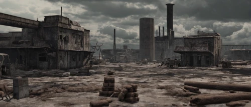 post-apocalyptic landscape,fallout4,post apocalyptic,industrial landscape,destroyed city,wasteland,post-apocalypse,industrial ruin,fallout,stalingrad,valley mills,desolation,mining facility,ghost town,apocalyptic,destroyed area,pripyat,heavy water factory,steel mill,war zone,Conceptual Art,Fantasy,Fantasy 33