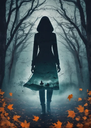halloween poster,halloween and horror,halloween background,halloween silhouettes,halloween illustration,halloween wallpaper,halloween scene,girl with tree,autumn background,in the fall of,halloween vector character,haunted forest,the autumn,halloween2019,halloween 2019,the girl next to the tree,woman silhouette,fallen leaves,girl walking away,mystery book cover,Photography,Artistic Photography,Artistic Photography 07