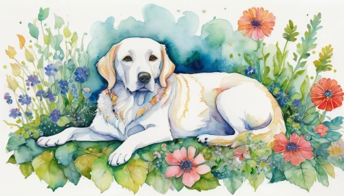 watercolor dog,basset bleu de gascogne,dog illustration,basset hound,watercolor floral background,english setter,pet portrait,scent hound,borzoi,hanover hound,dog drawing,watercolor background,saluki,american foxhound,english foxhound,retriever,flower animal,bassett,bloodhound,basset artésien normand,Illustration,Abstract Fantasy,Abstract Fantasy 04