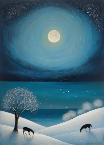 winter landscape,snow landscape,winter dream,winter animals,two wolves,snow scene,moonlit night,carol colman,snowy landscape,night snow,winter background,winter deer,moon and star,polar lights,christmas landscape,howling wolf,heather winter,christmas buffalo raccoon and deer,moon and star background,night scene,Illustration,Abstract Fantasy,Abstract Fantasy 15