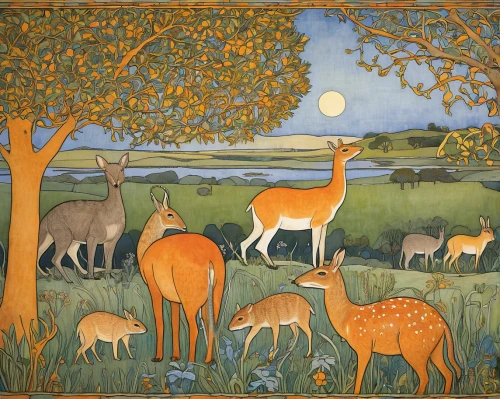 pere davids deer,hunting scene,woodland animals,deer illustration,fox and hare,deer park,young-deer,chamois with young animals,animal lane,hare field,european deer,fox hunting,fawns,animals hunting,fall animals,braque du bourbonnais,deers,pasture,hares,forest animals,Illustration,Retro,Retro 23