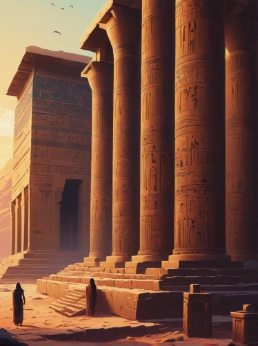 egyptian temple,karnak,ancient city,edfu,ancient egypt,pharaonic,ancient egyptian,ancient,egypt,ancient buildings,the ancient world,ancient civilization,egyptology,pharaohs,egyptian,qasr azraq,pillars,ramses ii,hieroglyphs,three pillars,Conceptual Art,Fantasy,Fantasy 32