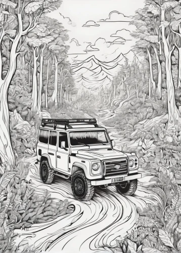 land rover defender,land-rover,land rover discovery,land rover,toyota land cruiser,g-class,land rover series,nissan patrol,snatch land rover,mercedes-benz g-class,toyota fj cruiser,coloring page,pajero,isuzu trooper,defender,safari,jeep wagoneer,car drawing,lexus lx,toyota 4runner,Illustration,Black and White,Black and White 05