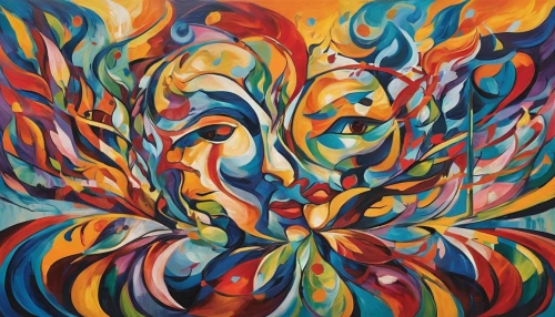 psychedelic art,abstract painting,colorful tree of life,kaleidoscope art,kaleidoscope,abstract artwork,pachamama,phoenix rooster,oil painting on canvas,colorful leaves,unfolding,woman thinking,aura,multicolor faces,colorful spiral,kahila garland-lily,flora,mantra om,oil on canvas,ganesha,Conceptual Art,Oil color,Oil Color 24