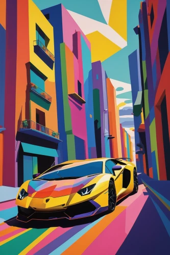 lamborghini aventador,aventador,lamborghini aventador s,yellow car,colorful city,lamborghini,lamborgini,lamborghini estoque,lamborghini huracán,vector graphic,lamborghini murcielago,gallardo,vector illustration,3d car wallpaper,vector art,car drawing,lamborghini huracan,lamborghini gallardo,pop art colors,lamborghini murciélago,Art,Artistic Painting,Artistic Painting 40