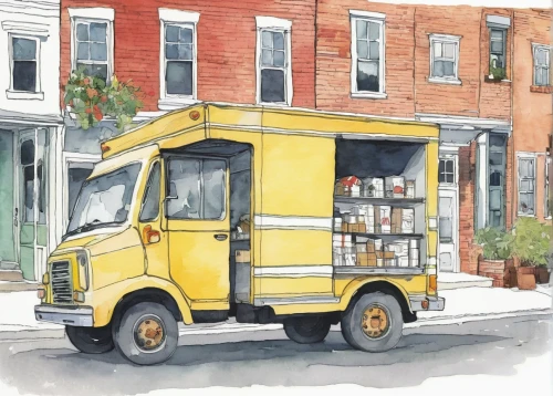 food truck,delivery truck,battery food truck,eastern market,delivery trucks,watercolor shops,mail truck,cheese truckle,kitchen cart,ice cream cart,farmers market,coffee watercolor,delivery note,watercolor sketch,ice cream van,farmer's market,truck,pick up truck,kei truck,deli,Illustration,Paper based,Paper Based 21