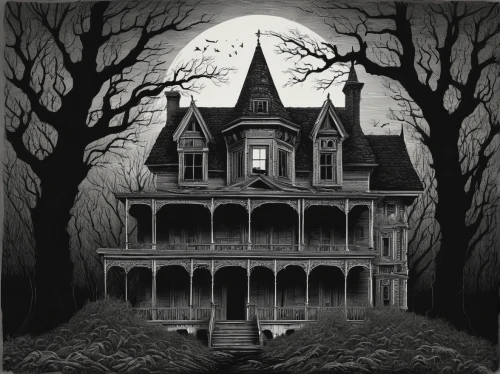 witch house,the haunted house,witch's house,haunted house,halloween illustration,haunted castle,halloween poster,ghost castle,creepy house,halloween and horror,house silhouette,haunted,halloween scene,victorian house,haunt,gothic style,halloween background,haunted cathedral,house drawing,halloween line art,Illustration,Black and White,Black and White 09